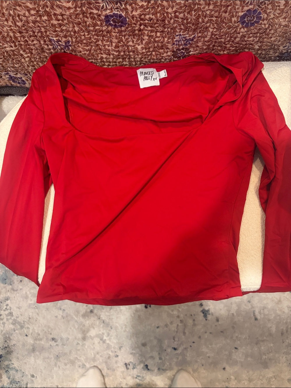 Princess Polly Red Long Sleeve Scoop-Neck Top